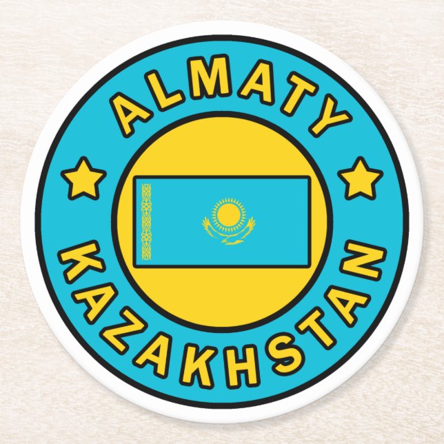 Almaty Kazakhstan Round Paper Coaster (Front)