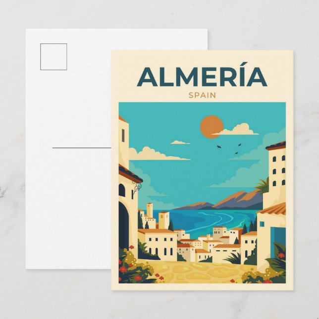 Almeria Spain Vintage Illustration Travel Postcard (Front/Back)