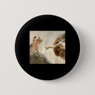Almighty Slap Funny Cat God Creation Of Adam Meme 2 Inch Round Button