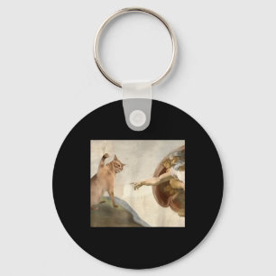 Almighty Slap Funny Cat God Creation Of Adam Meme  Keychain
