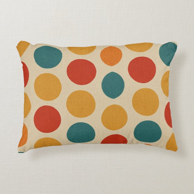 Almofada  bolinhas coloridas sobre linho design  accent pillow (Front)