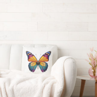 Almofada com um desenho de uma Borboleta colorida. Throw Pillow