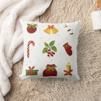 Almofada Delicada com Símbolos do Natal Throw Pillow