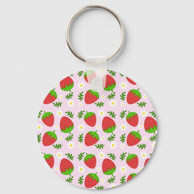 Almofada fofa continuous design strawberries botto keychain (Front)