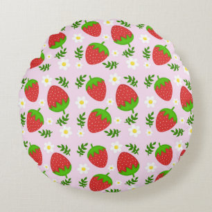 Almofada fofa continuous design strawberries botto round pillow