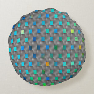 Almofada, gray plates on blue globe sky? round pillow