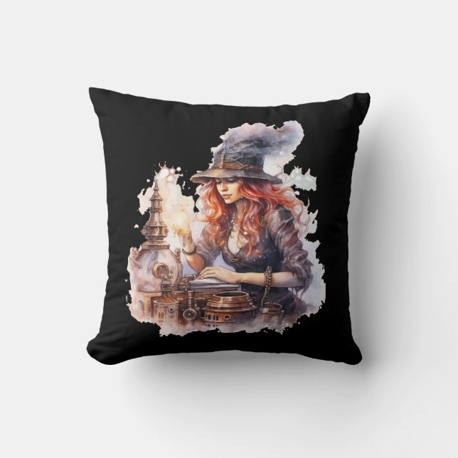 Almofada (Pillow) Halloween Steampunk Throw Pillow (Front)