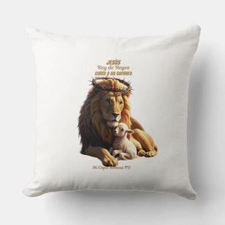 Almohada Cristiana | Jesús Rey de Reyes | León Throw Pillow