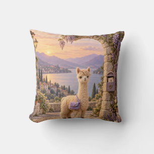 Almond Alpaca Post Lakeside Garden Arch Throw Pillow
