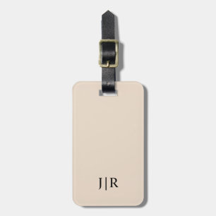 Almond And Black I Modern Monogram  Luggage Tag
