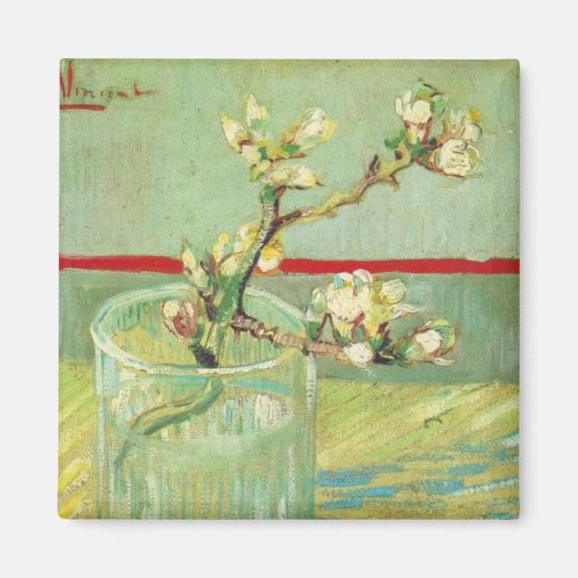 Almond Blossom Branches in Glass Van Gogh Fine Art Magnet (Front)
