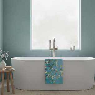 Almond Blossom Floral Boho Blue Classic Art Bath Towel