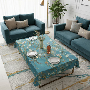 Almond Blossom Floral Boho Blue Classic Art Tablecloth