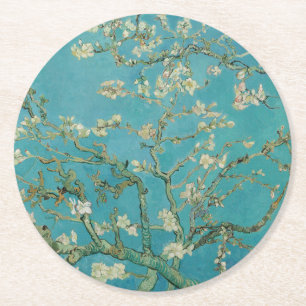 Almond Blossom, Oil Painting, Vincent Van Gogh Round Paper Coaster