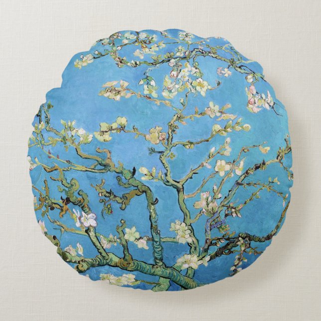 Almond Blossom Vincent van Gogh Round Pillow (Front)