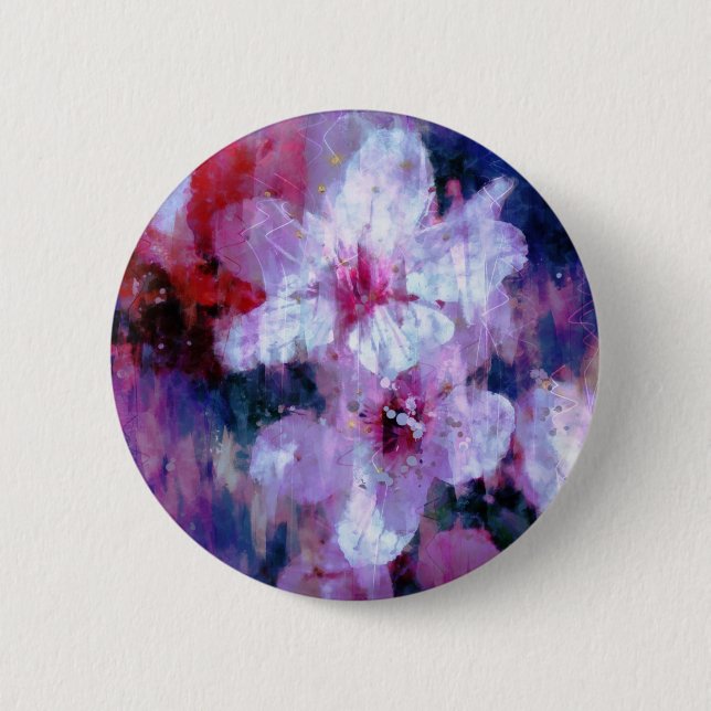 Almond Blossom Watercolor 2 Inch Round Button (Front)