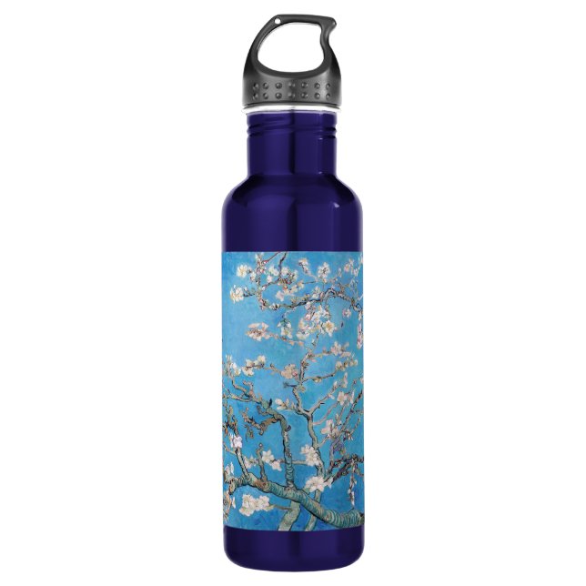 Almond Blossoms Blue Vincent van Gogh Art Painting 710 Ml Water Bottle (Front)