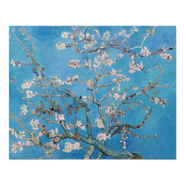 Almond Blossoms Blue Vincent van Gogh Art Painting Poster (Front)