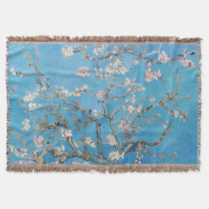 Almond Blossoms Blue Vincent van Gogh Art Painting Throw Blanket