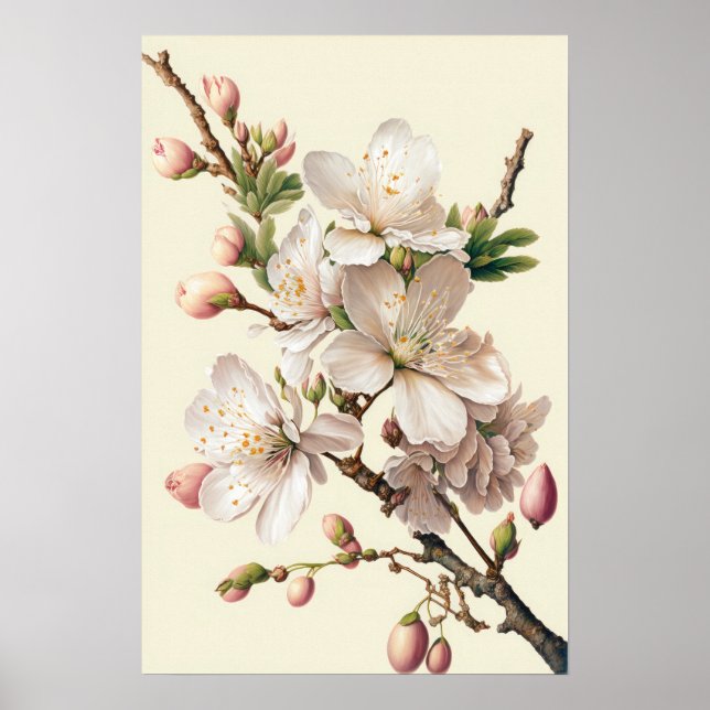 Almond Blossoms Flower Art Print Poster (Front)