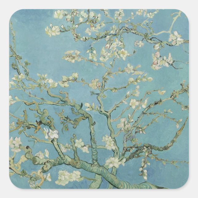 Almond Blossoms Painting by Van Gogh Square Sticker (Front)
