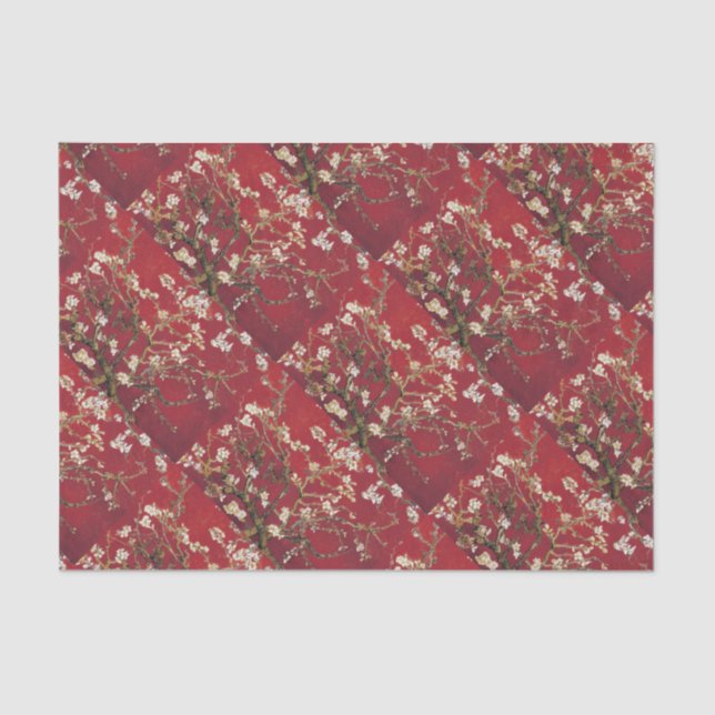 Almond Blossoms Red Vincent van Gogh Art Painting Tissue Paper (Front)