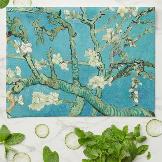 Almond Blossoms | Vincent van Gogh Kitchen Towel (Folded)