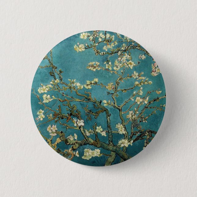 Almond Branches in Bloom 2 Inch Round Button (Front)