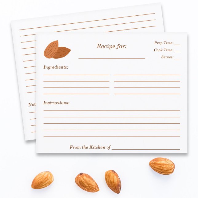 Almond Bridal Shower Recipe Card (Almond Recipe Card)