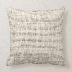 Almond burlap linen background throw pillow