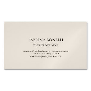 Almond Color Modern Unique Elegant Plain Simple  Magnetic Business Card