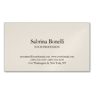 Almond Color Modern Unique Elegant Plain Simple  Magnetic Business Card