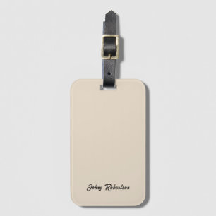 Almond Color Plain Elegant Professional Minimalist Luggage Tag