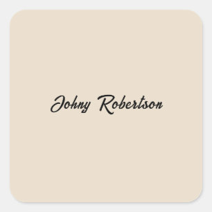 Almond Color Plain Elegant Professional Minimalist Square Sticker