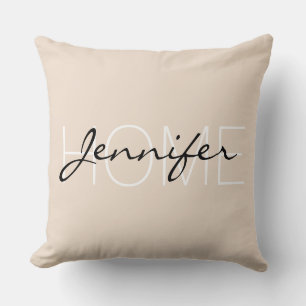 Almond colour home monogram throw pillow
