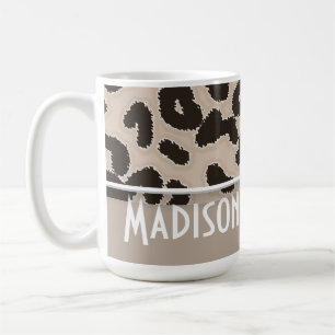 Almond Colour Leopard Animal Print; Personalized Coffee Mug