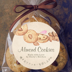 Almond Cookies Kraft Paper Bakery Product Classic Round Sticker