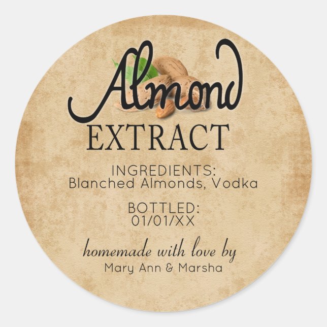 Almond Extract Label Sticker (Front)