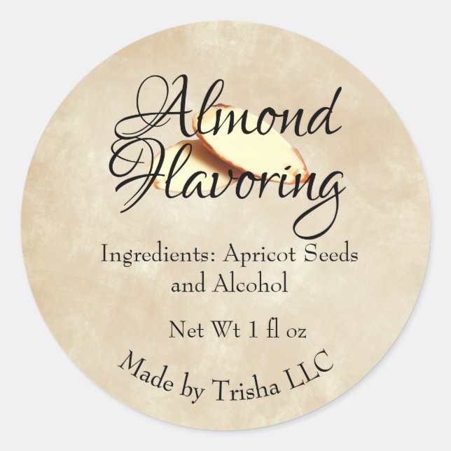 Almond Flavouring Custom  Label Sticker (Front)