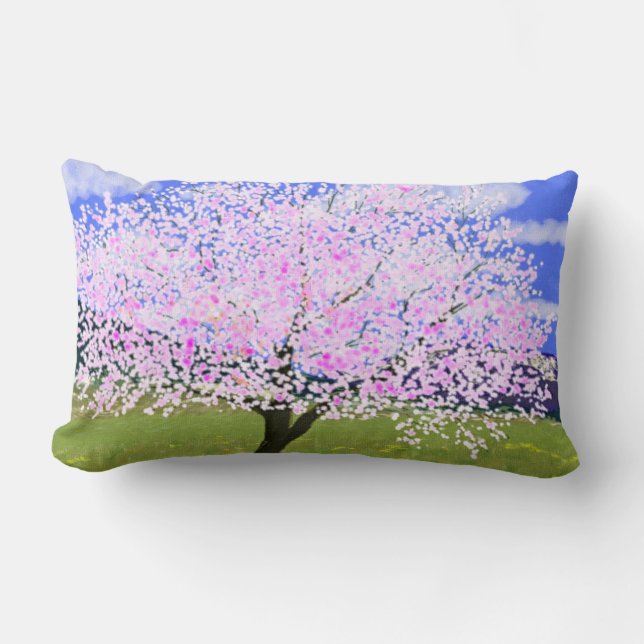 Almond Tree in Bloom Lumbar Pillow (Front)