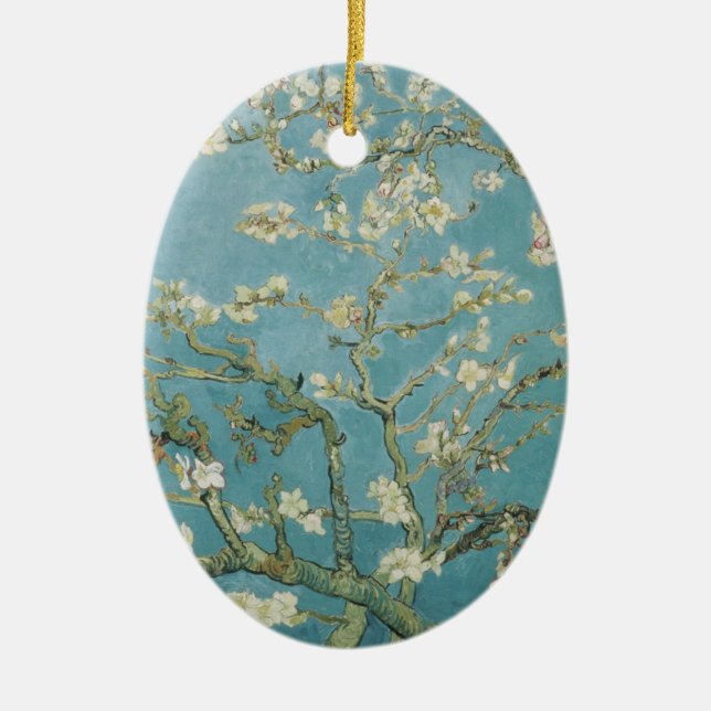 Almond tree in blossom by Vincent Van Gogh Ceramic Ornament (Front)
