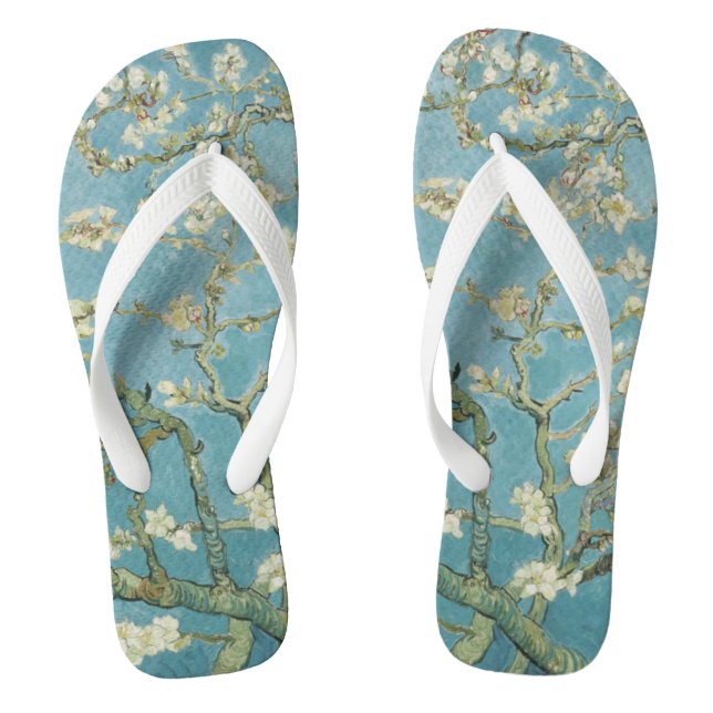 Almond tree in blossom by Vincent Van Gogh Flip Flops (Footbed)