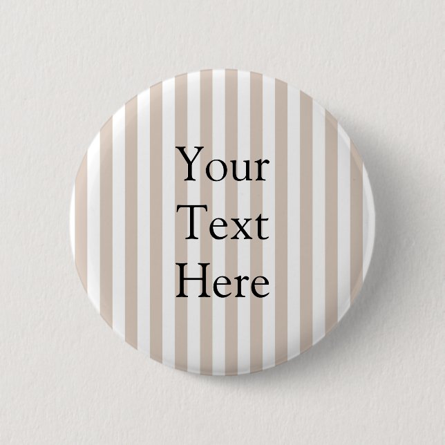 Almond & White Stripes  2 Inch Round Button (Front)