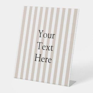 Almond & White Stripes Pedestal Sign