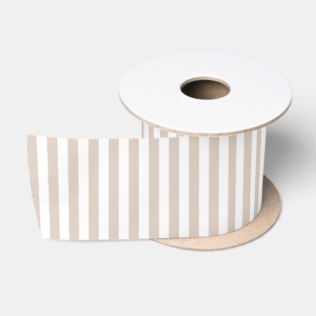 Almond & White Stripes Satin Ribbon (Spool)