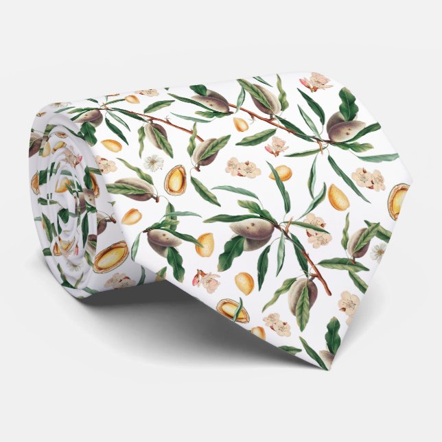 Almonds, Almond Branches and Flowers  Tie (Rolled)