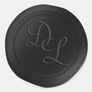 Almost Black 2 Letter Monogram Wax Seal Stickers