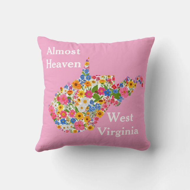 Almost Heaven West Virginia Throw Pillow (Back)