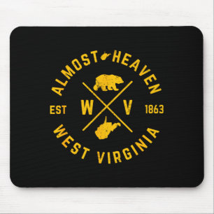 Almost heaven west virginia wv bear and state map mouse pad