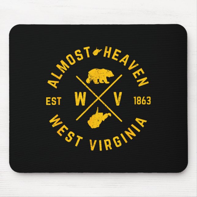 Almost heaven west virginia wv bear and state map mouse pad (Front)